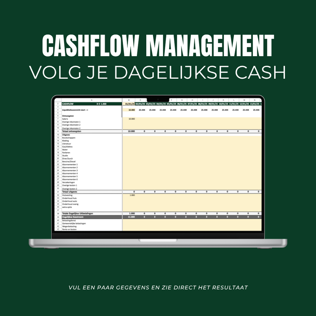 Template: Cashflow overzicht per dag