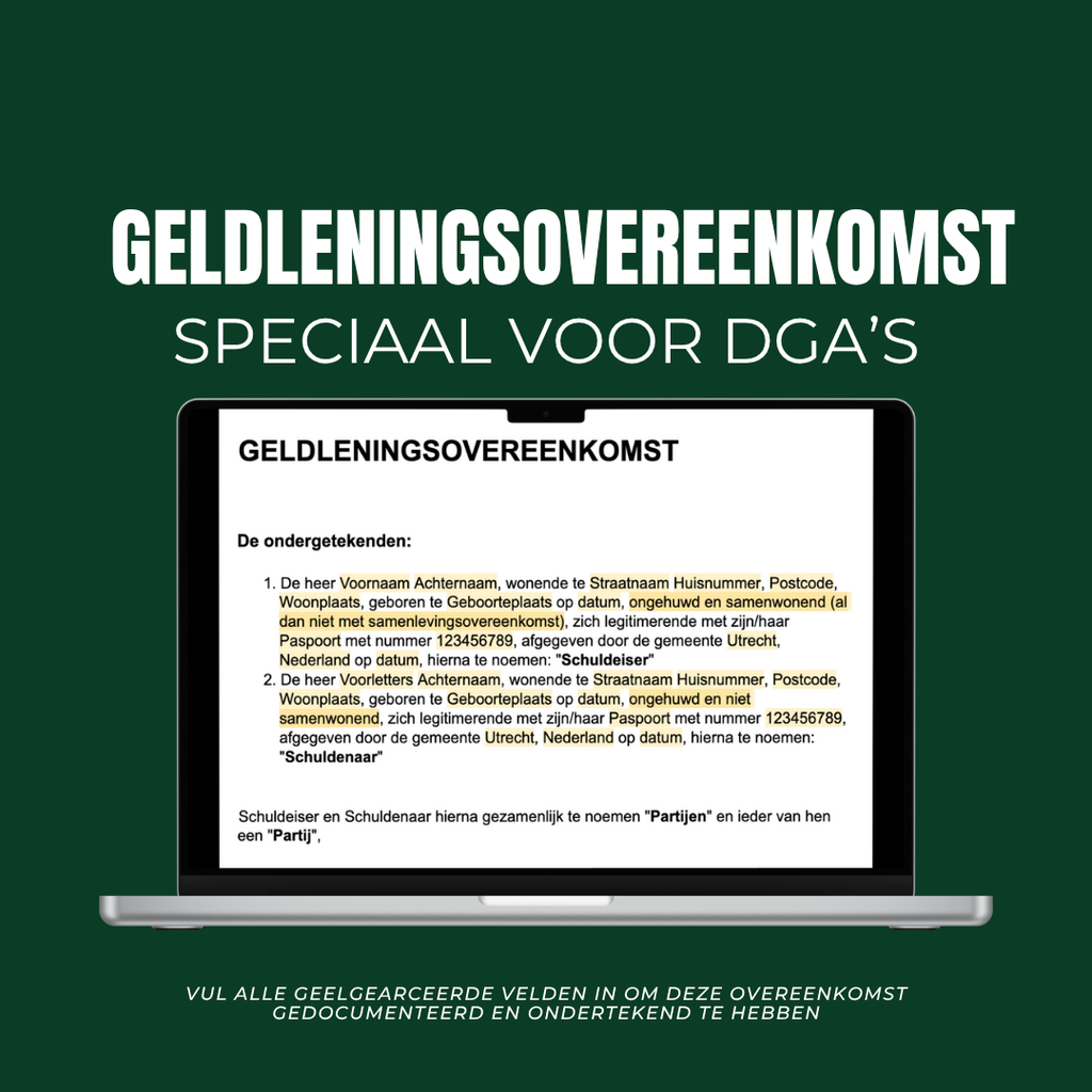 Template: Geldleningsovereenkomst standaard