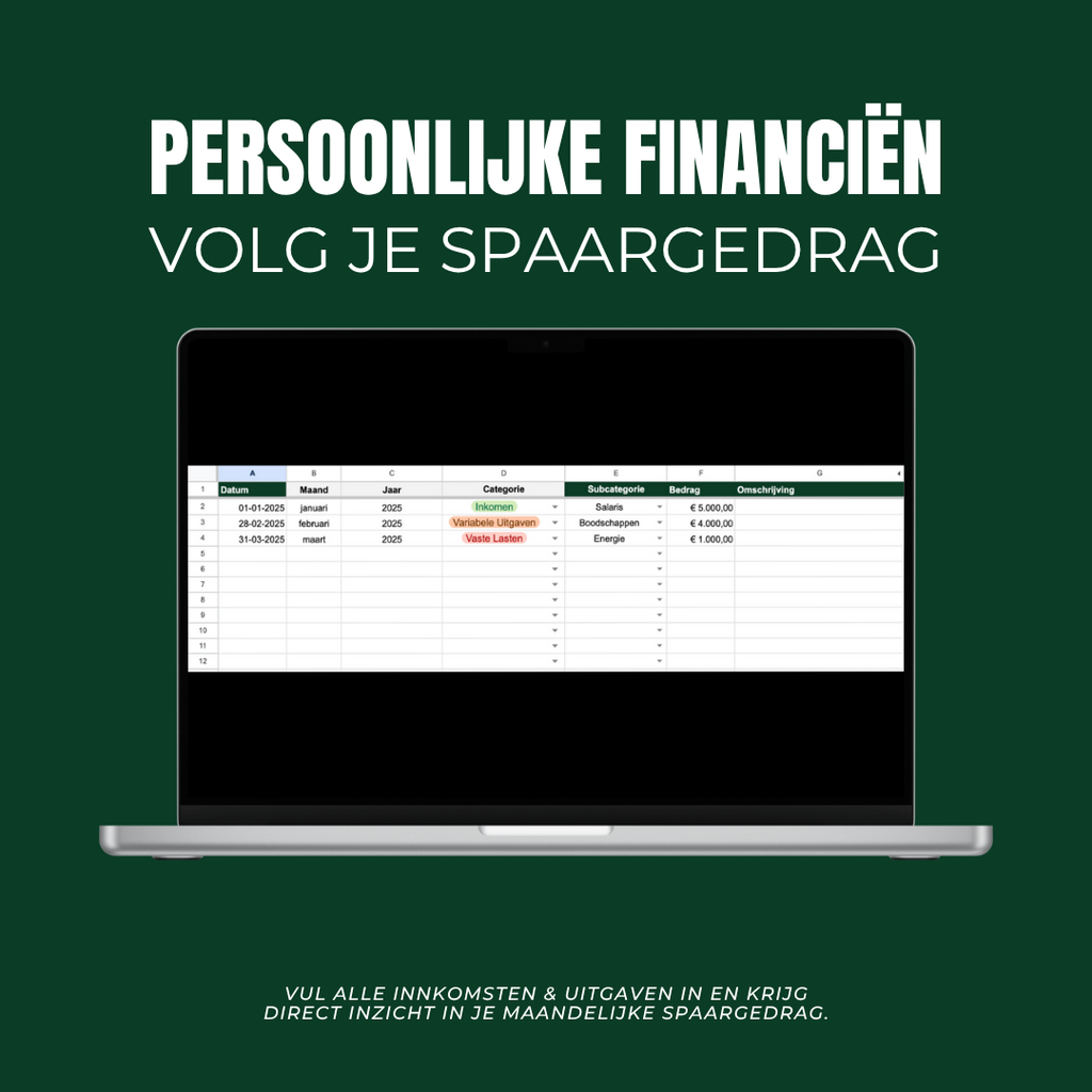 Template: Je persoonlijke financien bijhouden (hoeveel spaar je?)