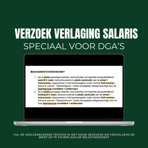 Template: Verzoek vermindering DGA-salaris